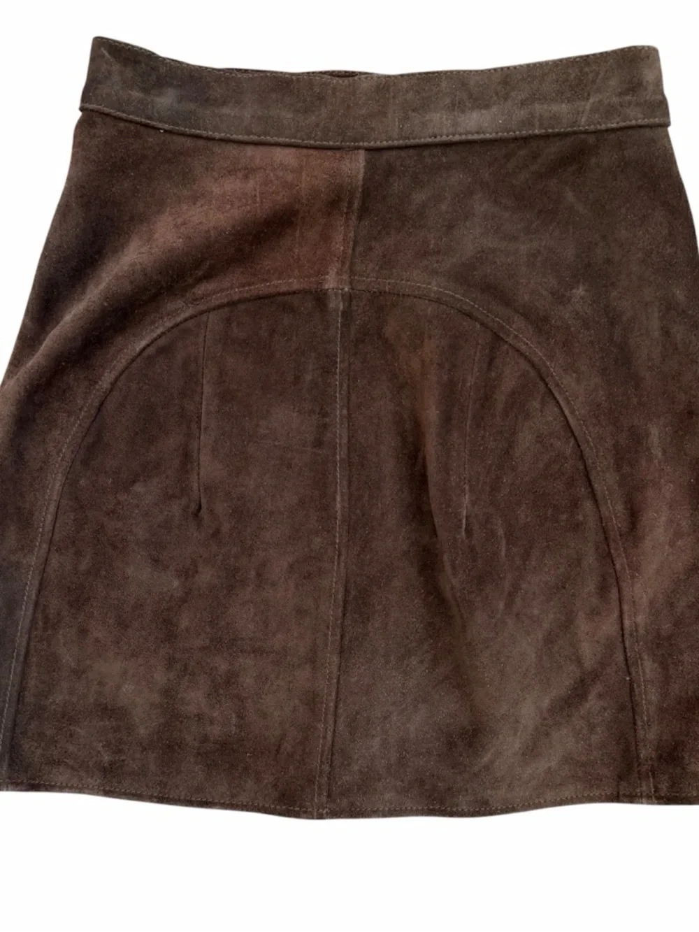 Free People Understated Leather Mini Skirt Brown Suede Button Front Size S - Picture 3 of 5